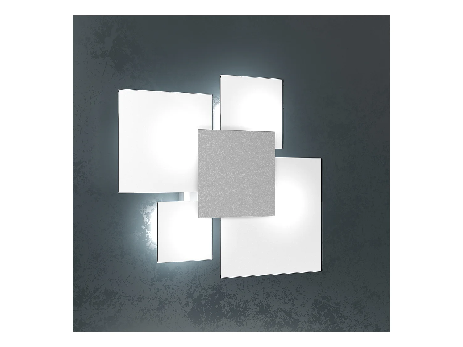 Toplight Rechteckige Deckenleuchte Upgrade 4 Lichter mit GX53-Fassung, grau-weiße Struktur, modernes Design 46x42x15cm