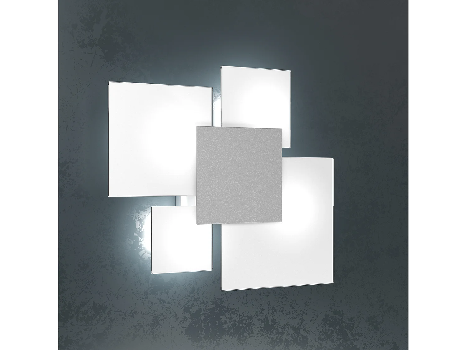 Lampa sufitowa prostokątna Toplight Upgrade 4 żarówki z gniazdem GX53, struktura szaro-biała, nowoczesny design 46x42x15cm
