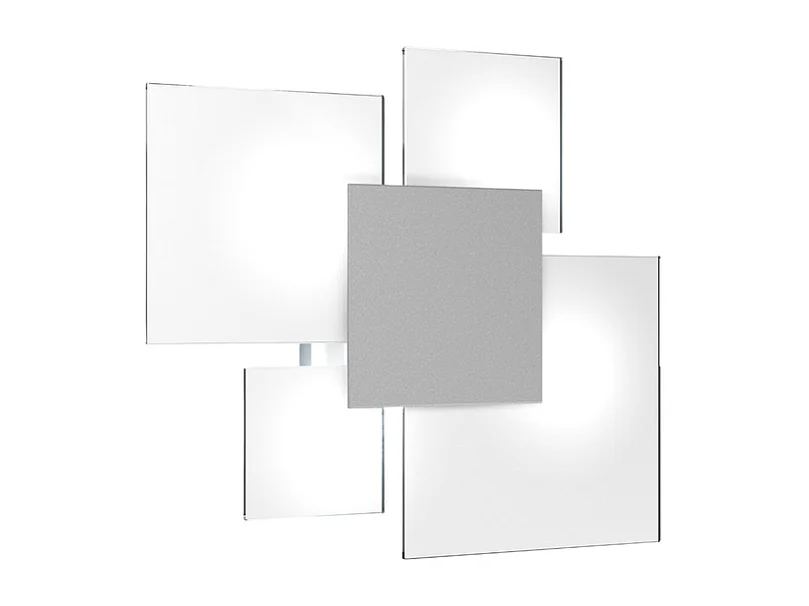 Plafonnier rectangulaire Toplight Upgrade 4 lumières avec culot GX53, structure grise et blanche, design moderne 46x42x15cm