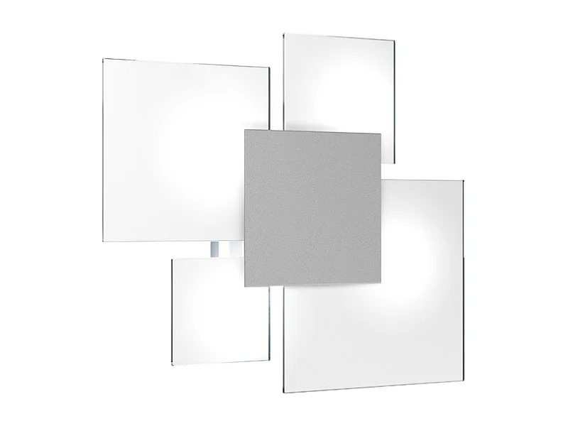 Plafonnier rectangulaire Toplight Upgrade 4 lumières avec culot GX53, structure grise et blanche, design moderne 46x42x15cm