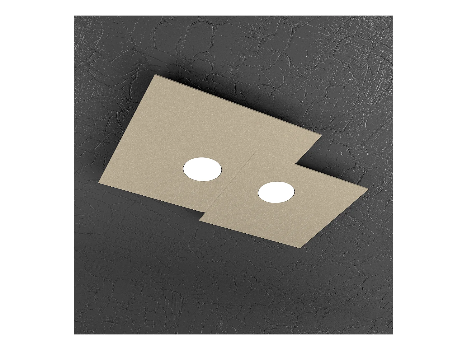 Plafonnier carré Toplight 2 lumières Plate avec douille GX53, structure couleur sable, design moderne 50x35x3cm