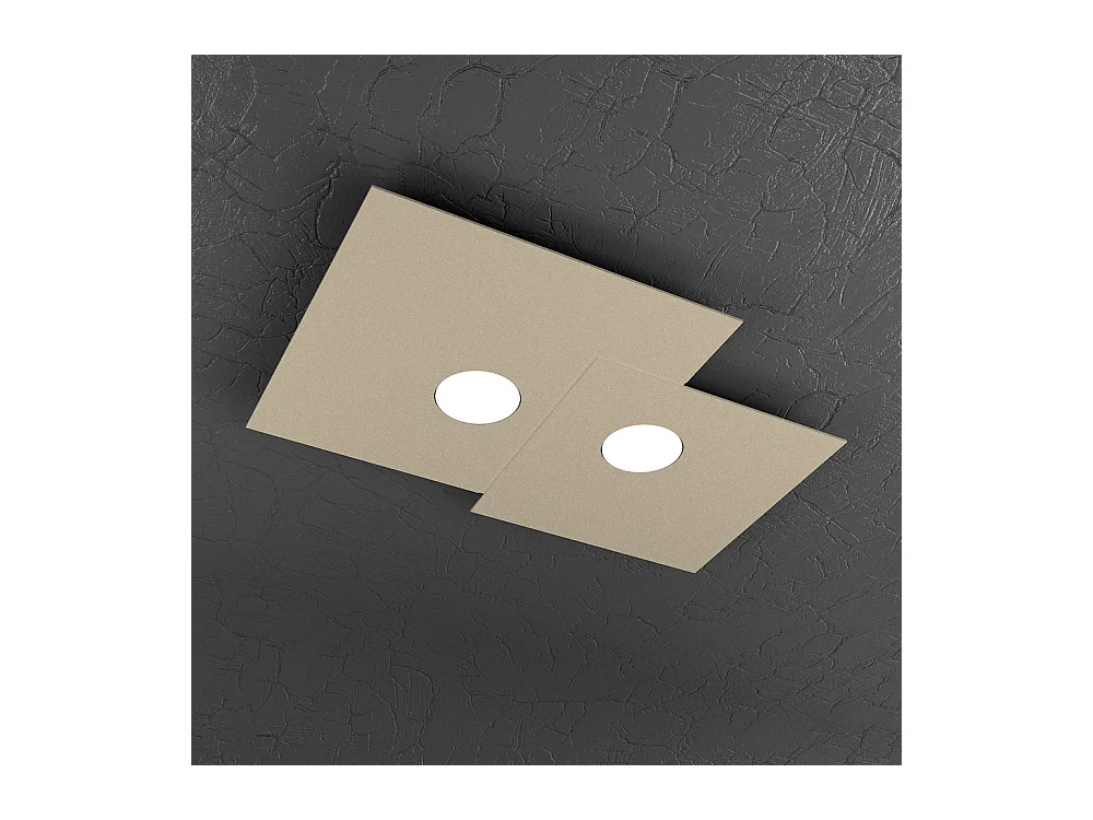 Plafonnier carré Toplight 2 lumières Plate avec douille GX53, structure couleur sable, design moderne 50x35x3cm