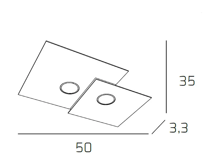 Toplight 2-flammige quadratische Deckenleuchte Platte mit GX53-Fassung, sandfarbene Struktur, modernes Design 50x35x3cm