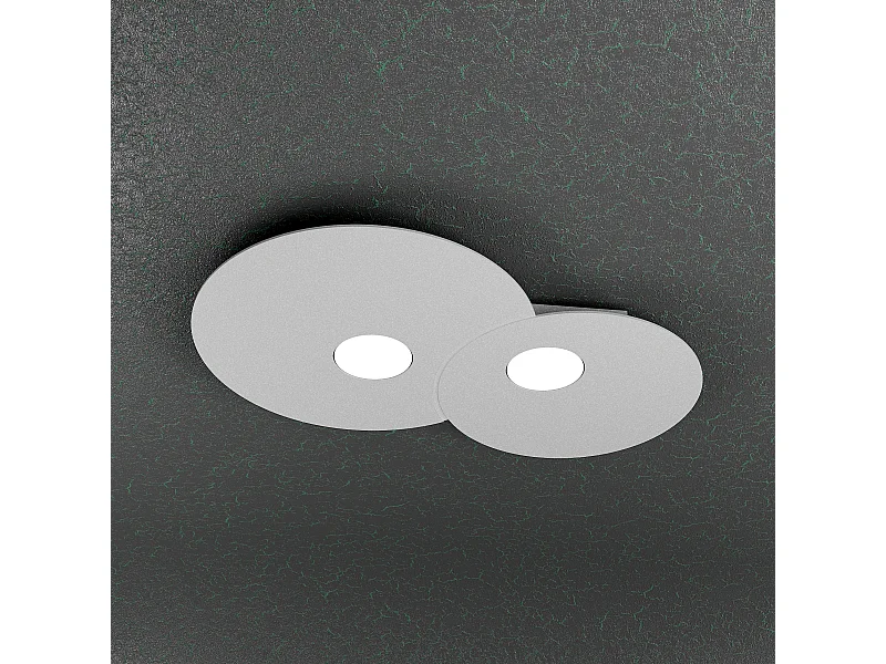 Toplight 2-flammige runde Deckenleuchte Cloud mit GX53-Fassung, graue Struktur, modernes Design 50x35x3cm