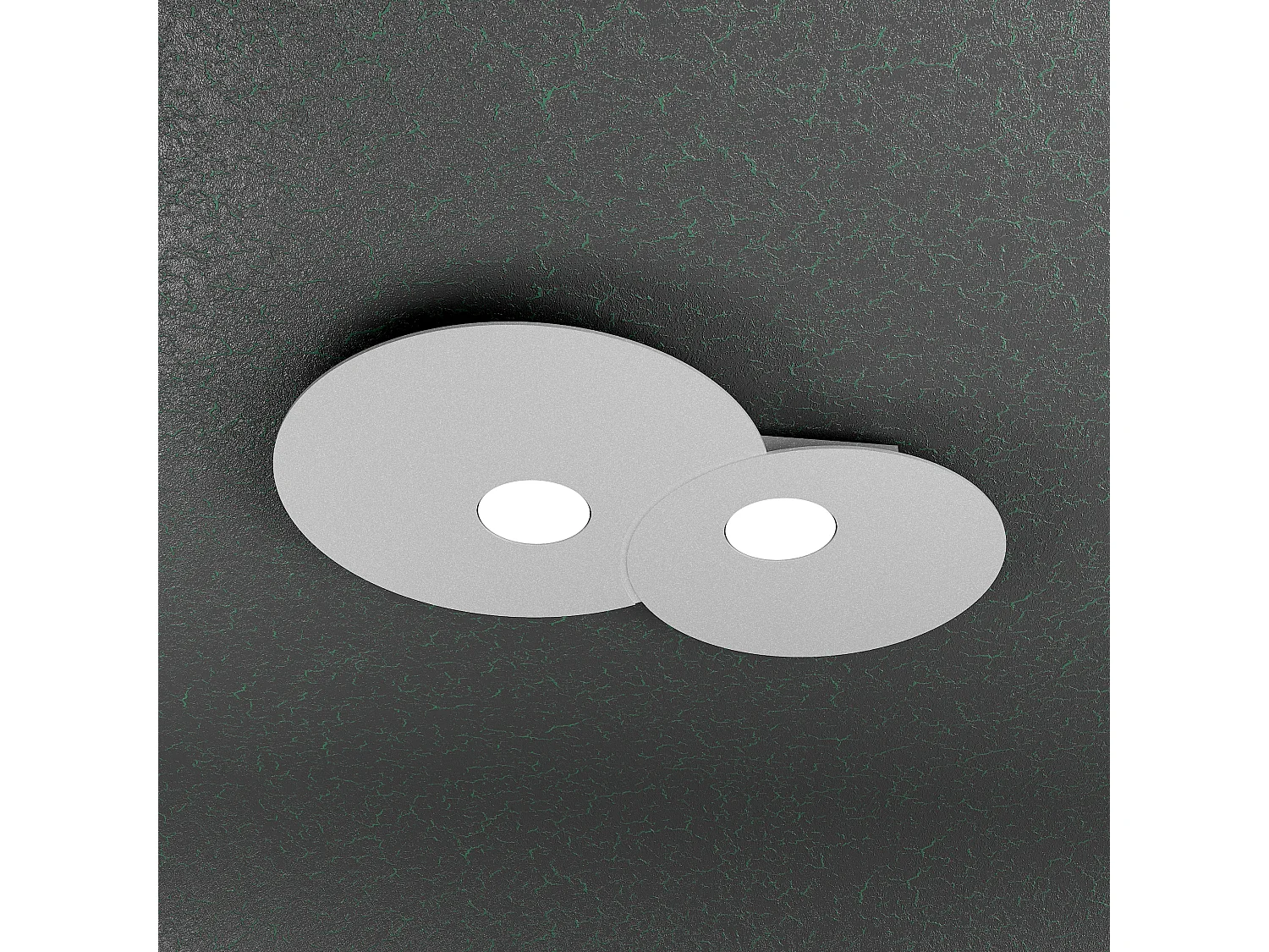 Plafonnier rond Toplight Cloud 2 lumières avec douille GX53, structure grise, design moderne 50x35x3cm