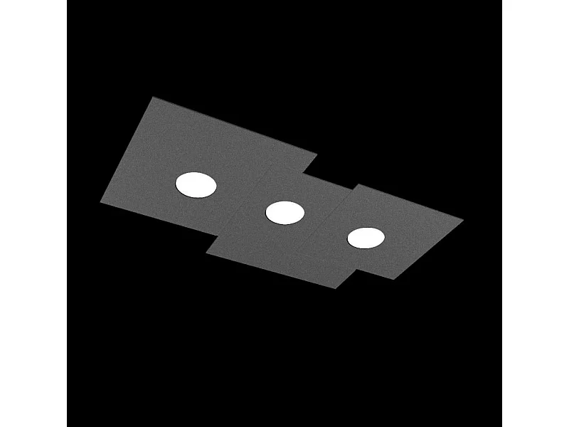 Plafonnier rectangulaire Toplight 3 lumières Plate avec culot GX53, structure anthracite, design moderne 65x37x3cm