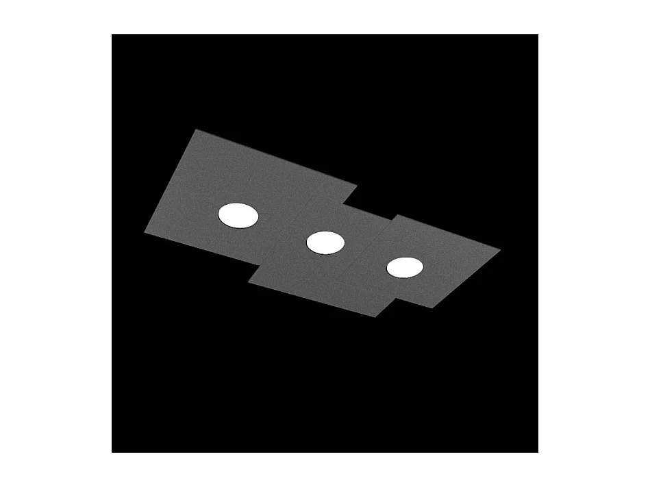 Plafonnier rectangulaire Toplight 3 lumières Plate avec culot GX53, structure anthracite, design moderne 65x37x3cm