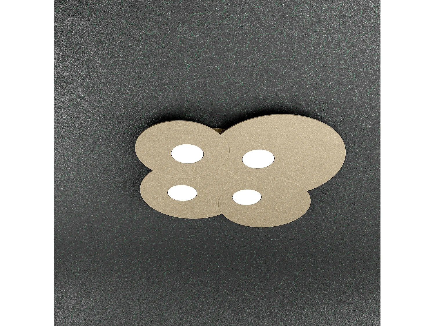 Plafonnier rond Toplight Cloud 4 lumières avec douille GX53, structure couleur sable, design moderne 49x48x3cm