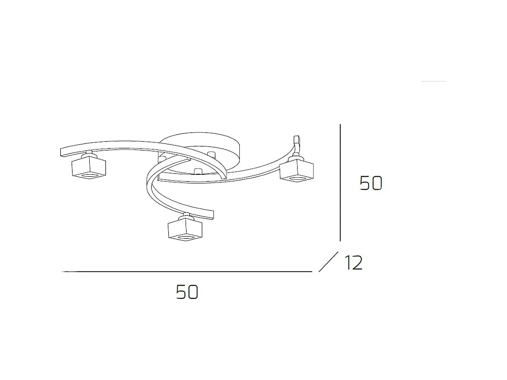 Plafonnier Toplight Metropolitan 3 lumières avec douille G9, structure chromée et verre travaillé, design moderne 50x50x12cm