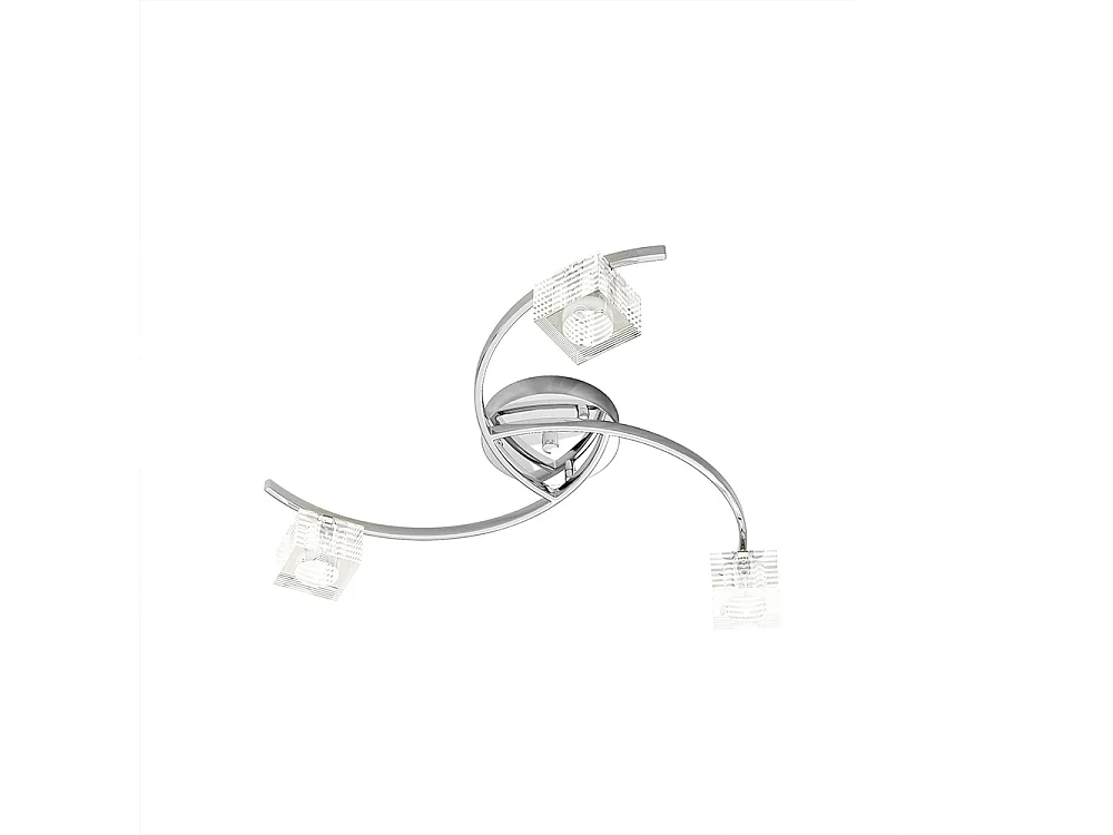 Plafonnier Toplight Metropolitan 3 lumières avec douille G9, structure chromée et verre travaillé, design moderne 50x50x12cm