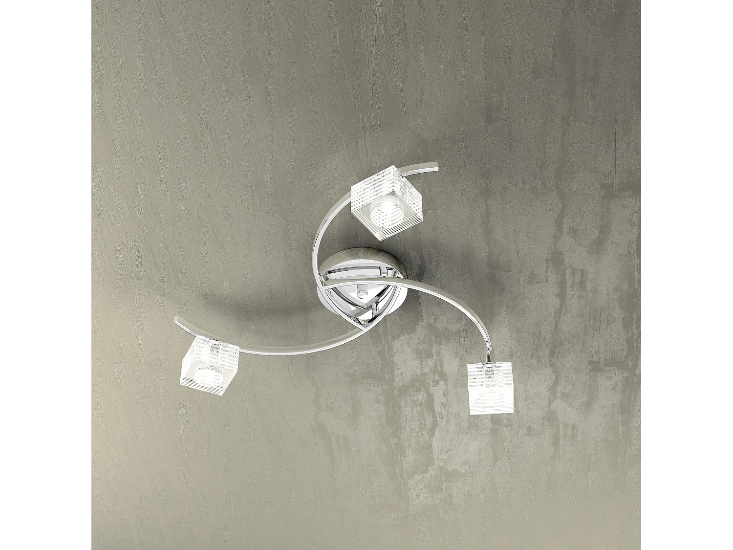 Toplight Metropolitan 3-lichts plafondlamp met G9-fitting, chromen structuur en bewerkt glas, modern design 50x50x12cm