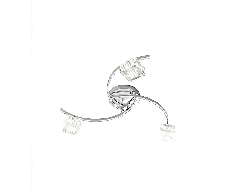 Plafonnier Toplight Metropolitan 3 lumières avec douille G9, structure chromée et verre travaillé, design moderne 50x50x12cm