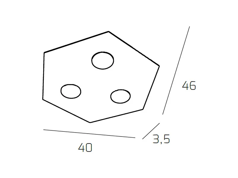 Plafonnier Hexagonal Toplight Hexagon 3 lumières max 9W avec douille GX53, structure couleur sable, design moderne 40x46x3cm