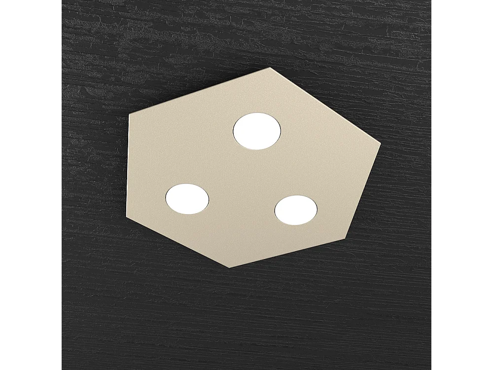 Toplight sekskantet loftlampe, 3 lys maks. 9W med GX53 fatning, sandfarvet struktur, moderne design 40x46x3cm