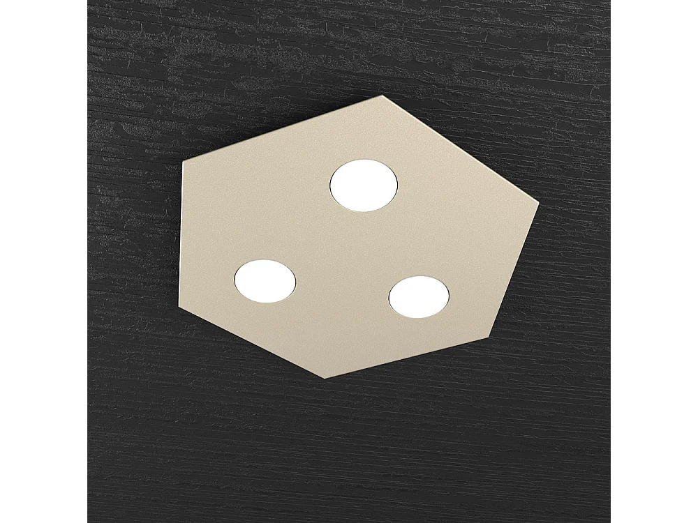 Toplight Hexagonal ceiling light, 3 lights max 9W with GX53 socket, sand-coloured structure, modern design 40x46x3cm