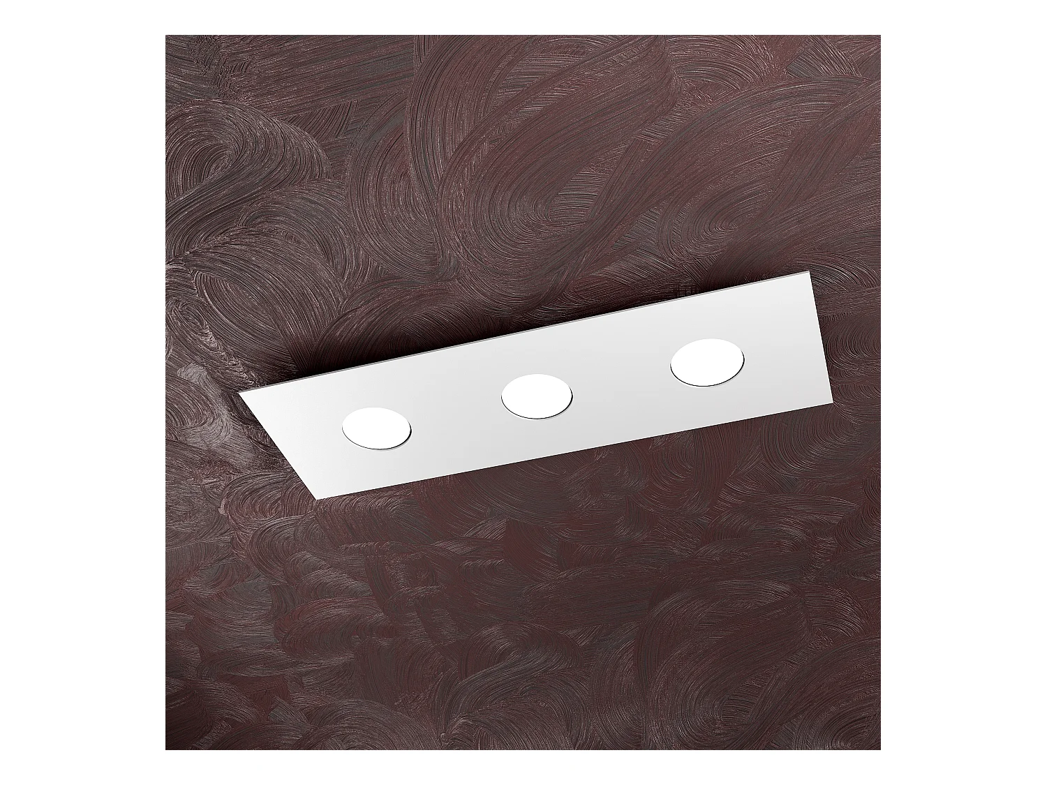 Plafonnier rectangulaire Toplight Area 3 lumières avec culot GX53, structure blanche, design moderne 60x20x3cm