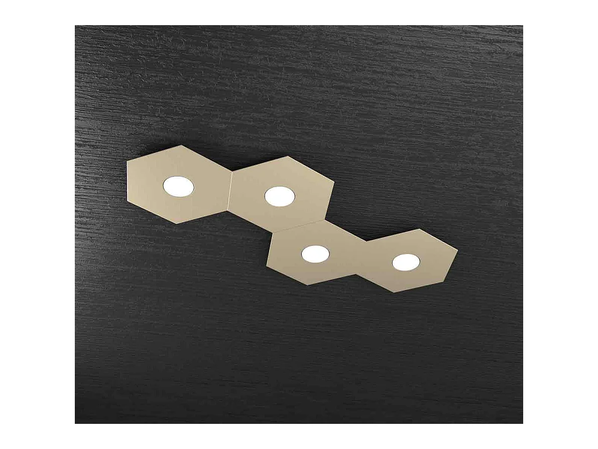 Plafonnier Hexagonal Toplight Hexagon 4 lumières avec douille GX53 4W, structure personnalisable couleur anthracite, design moderne