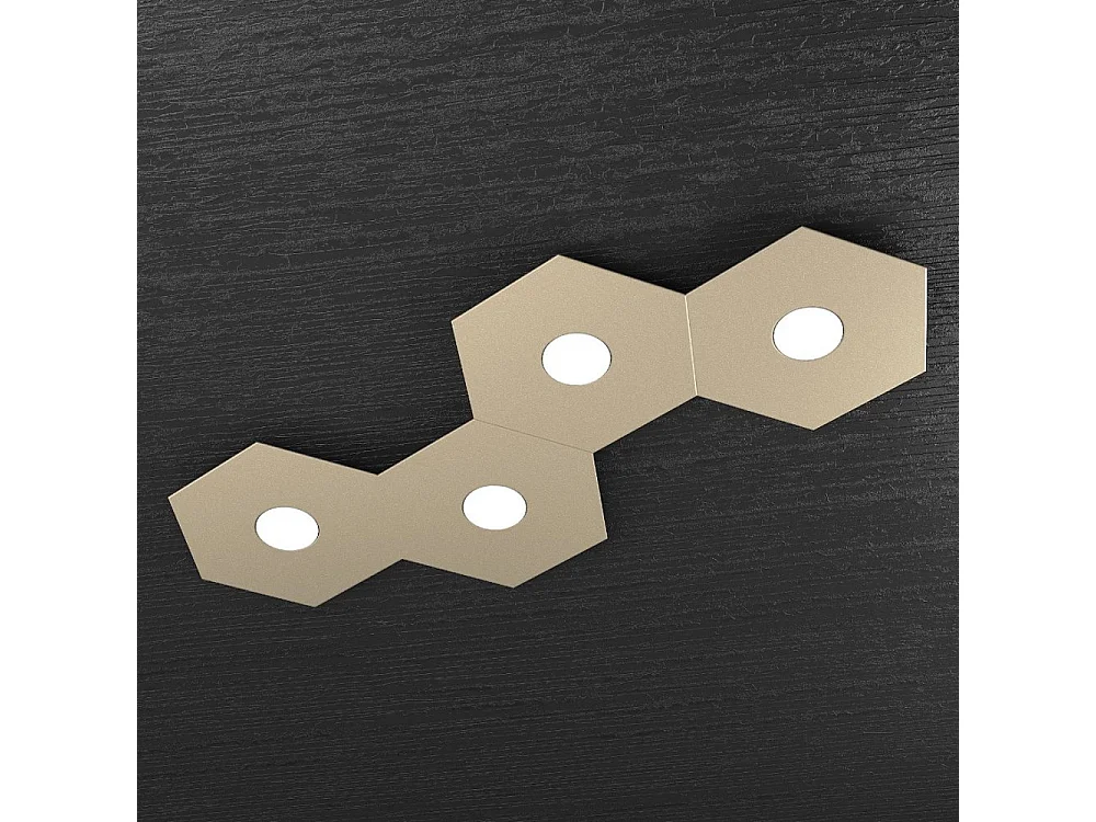 Plafonnier Hexagonal Toplight Hexagon 4 lumières avec douille GX53 4W, structure personnalisable couleur anthracite, design moderne