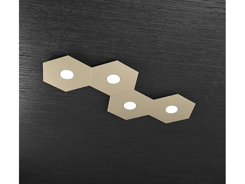 Plafonnier Hexagonal Toplight Hexagon 4 lumières avec douille GX53 4W, structure personnalisable couleur anthracite, design moderne