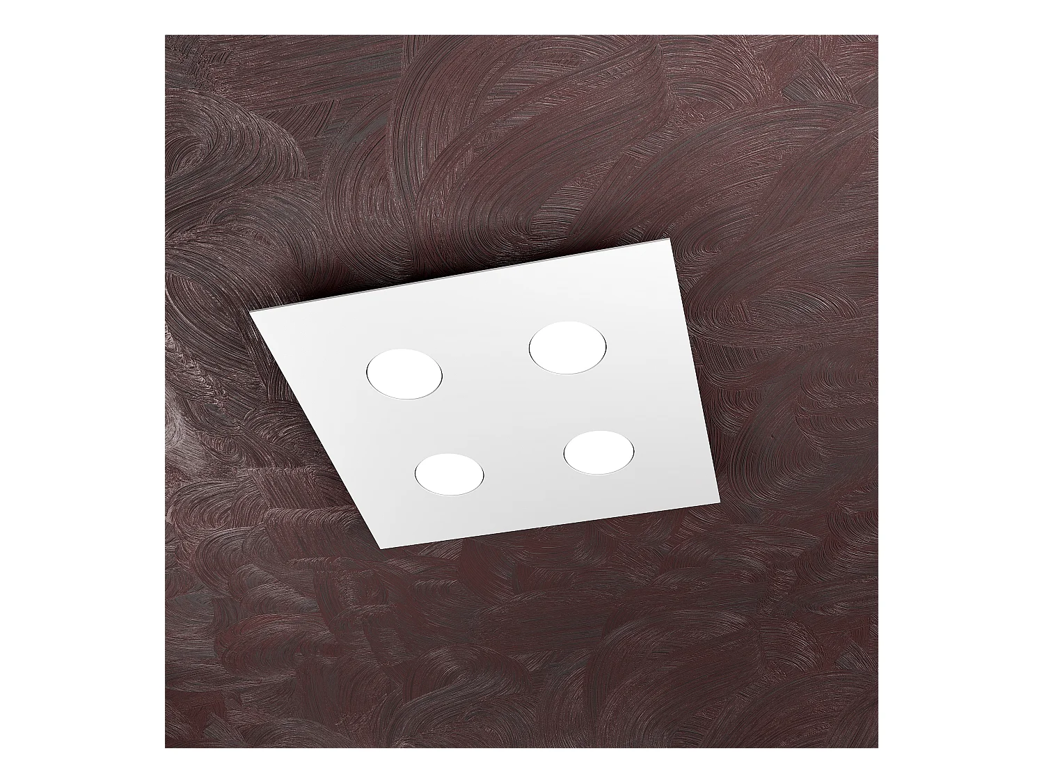 Plafonnier carré Toplight Area 4 lumières avec culot GX53, structure blanche, design moderne 40x40x3cm