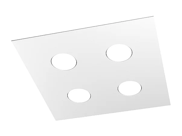 Toplight 4-flammige quadratische Deckenleuchte Area mit GX53-Fassung, weiße Struktur, modernes Design 40x40x3cm