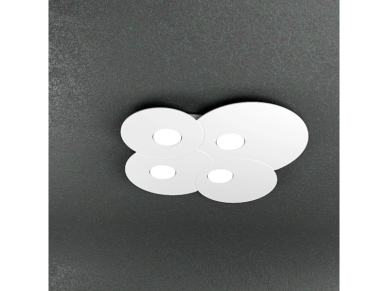 Plafonnier rond Toplight Cloud 4 lumières avec douille GX53, cadre blanc, design moderne 86x37x3cm
