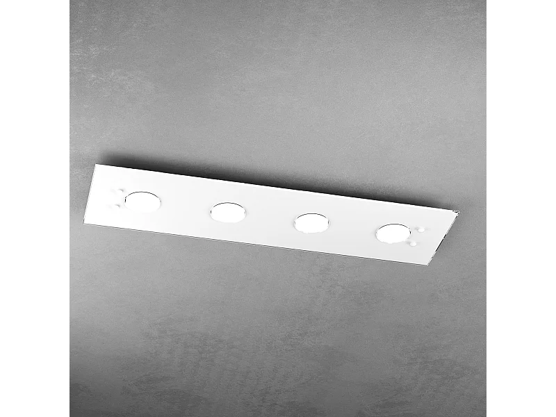 Toplight 4-flammige rechteckige Deckenleuchte Path mit GX53-Fassung, weiße Struktur, modernes Design 80x20x3cm