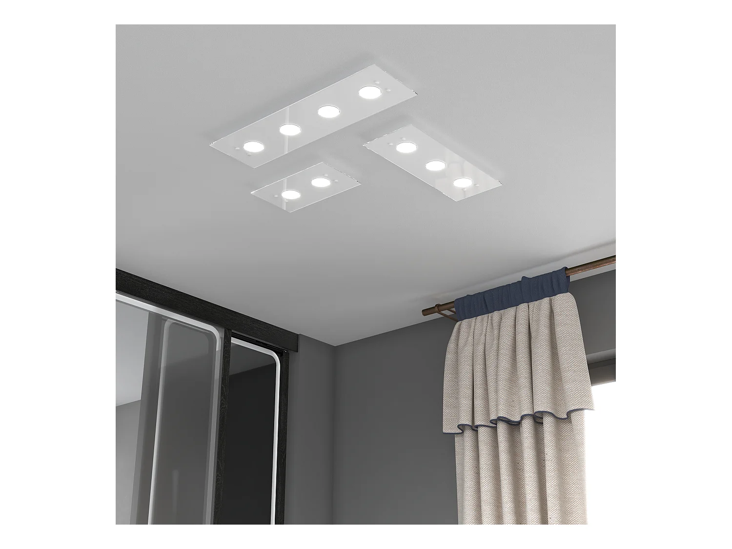 Toplight 4-flammige rechteckige Deckenleuchte Path mit GX53-Fassung, weiße Struktur, modernes Design 80x20x3cm