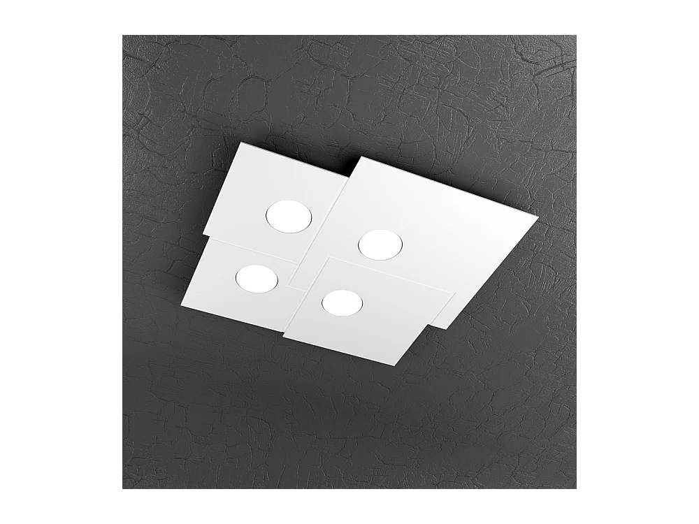 Toplight 4-flammige quadratische Deckenleuchte Platte mit GX53-Fassung, weiße Struktur, modernes Design 50x46x3cm