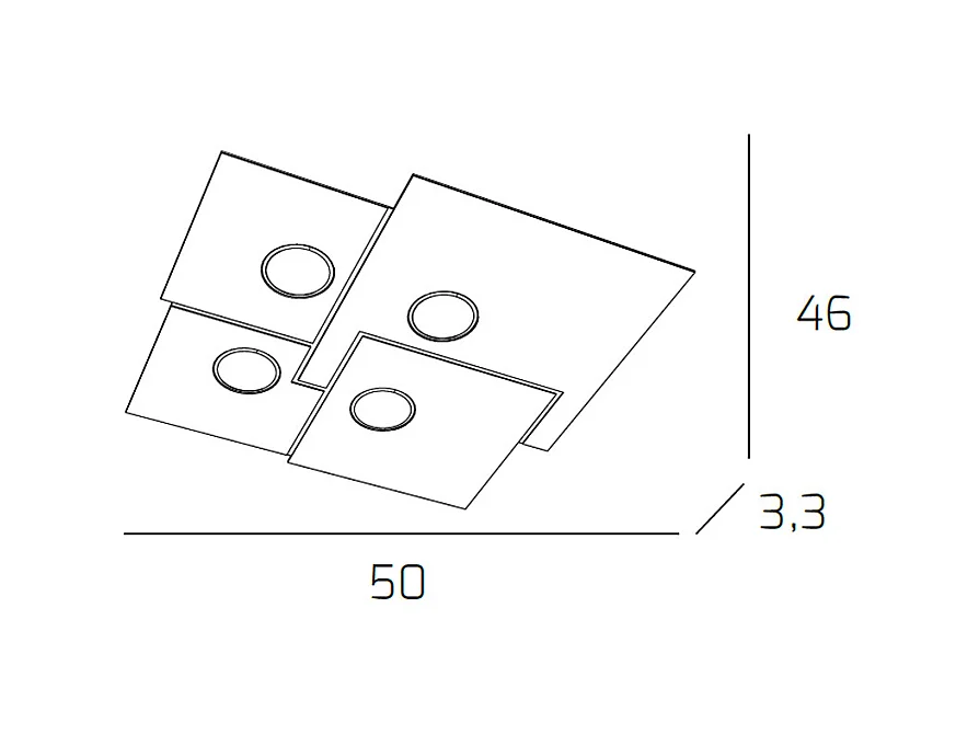 Toplight 4-flammige quadratische Deckenleuchte Platte mit GX53-Fassung, weiße Struktur, modernes Design 50x46x3cm
