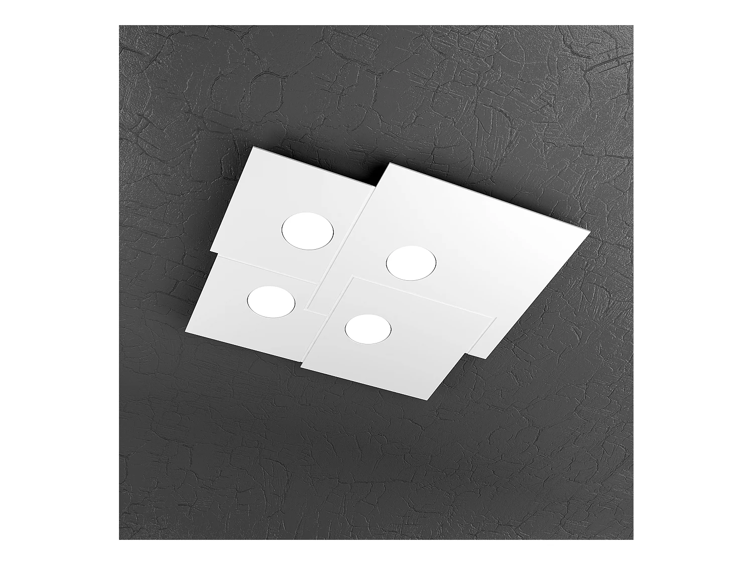 Plafonnier carré Toplight 4 lumières Plate avec douille GX53, structure blanche, design moderne 50x46x3cm