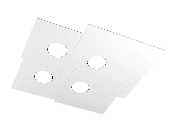 Toplight 4-flammige quadratische Deckenleuchte Platte mit GX53-Fassung, weiße Struktur, modernes Design 50x46x3cm