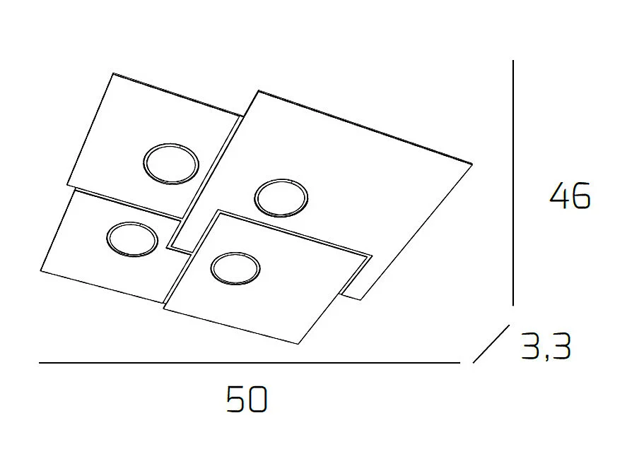 Toplight 4-flammige quadratische Deckenleuchte Platte mit GX53-Fassung, weiße Struktur, modernes Design 50x46x3cm