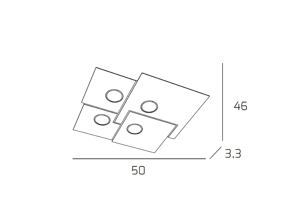 Toplight 4-light square ceiling light Plate with GX53 socket, white structure, modern design 50x46x3cm
