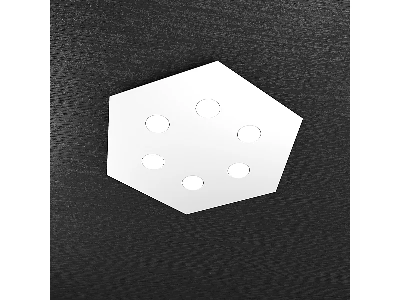 Toplight Hexagonal Deckenleuchte Hexagon 6 Lichter max 9W mit GX53-Fassung, weiße Struktur, modernes Design 60x69x3cm