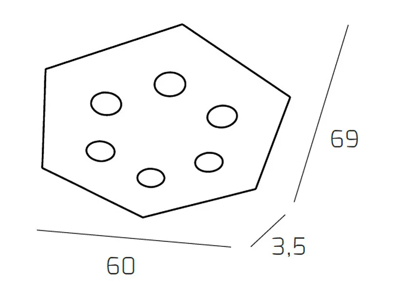 Toplight Hexagonal Deckenleuchte Hexagon 6 Lichter max 9W mit GX53-Fassung, weiße Struktur, modernes Design 60x69x3cm
