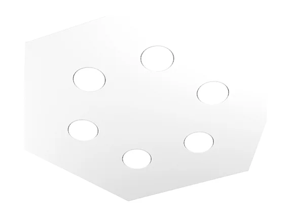 Plafonnier Hexagonal Toplight Hexagon 6 lumières max 9W avec douille GX53, structure blanche, design moderne 60x69x3cm