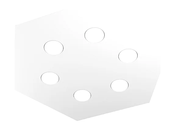 Plafonnier Hexagonal Toplight Hexagon 6 lumières max 9W avec douille GX53, structure blanche, design moderne 60x69x3cm
