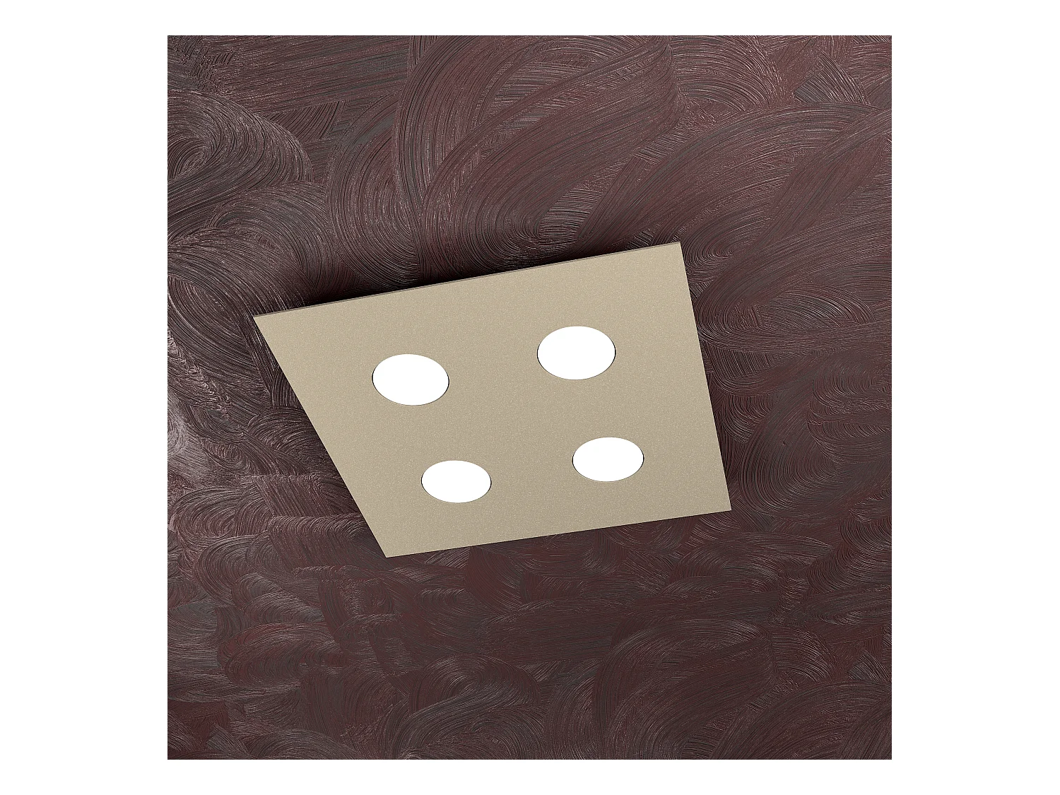 Plafonnier carré Toplight Area 4 lumières avec culot GX53, structure couleur sable, design moderne 40x40x3cm
