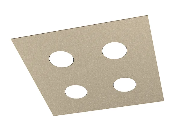 Toplight Area 4-flammige quadratische Deckenleuchte mit GX53-Fassung, sandfarbene Struktur, modernes Design 40x40x3cm