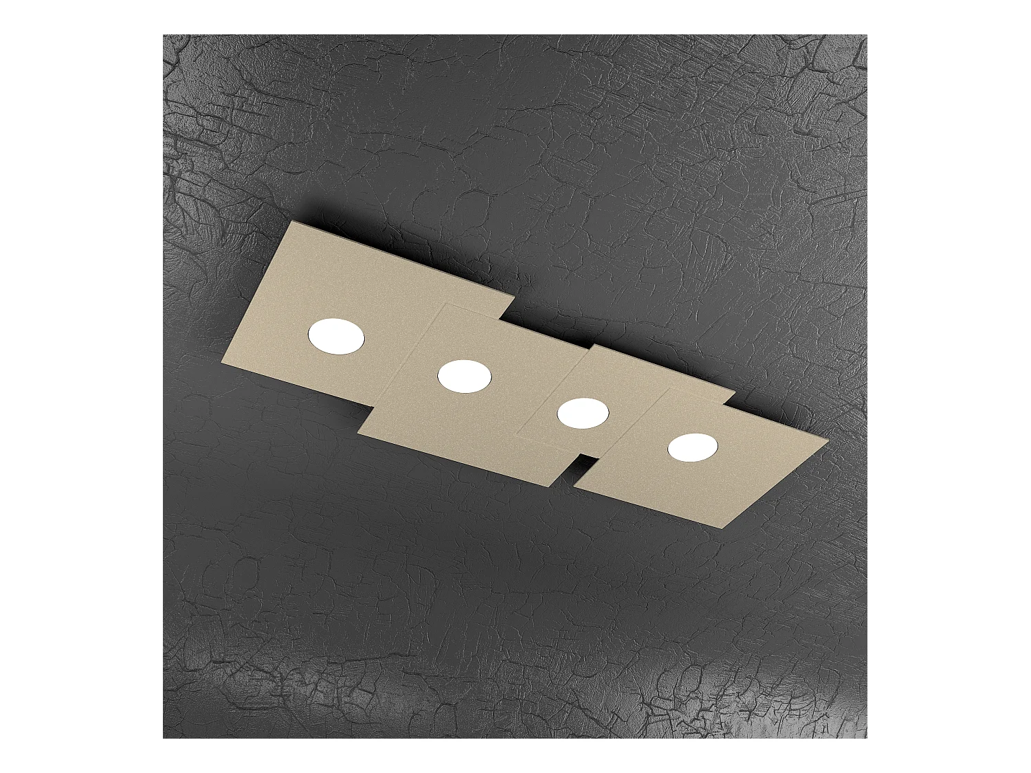 Plafonnier rectangulaire Toplight 4 lumières Plate avec culot GX53, structure couleur sable, design moderne 86x37x3cm