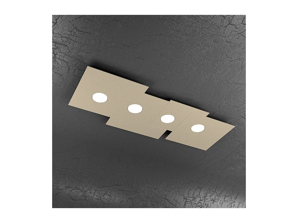 Plafonnier rectangulaire Toplight 4 lumières Plate avec culot GX53, structure couleur sable, design moderne 86x37x3cm