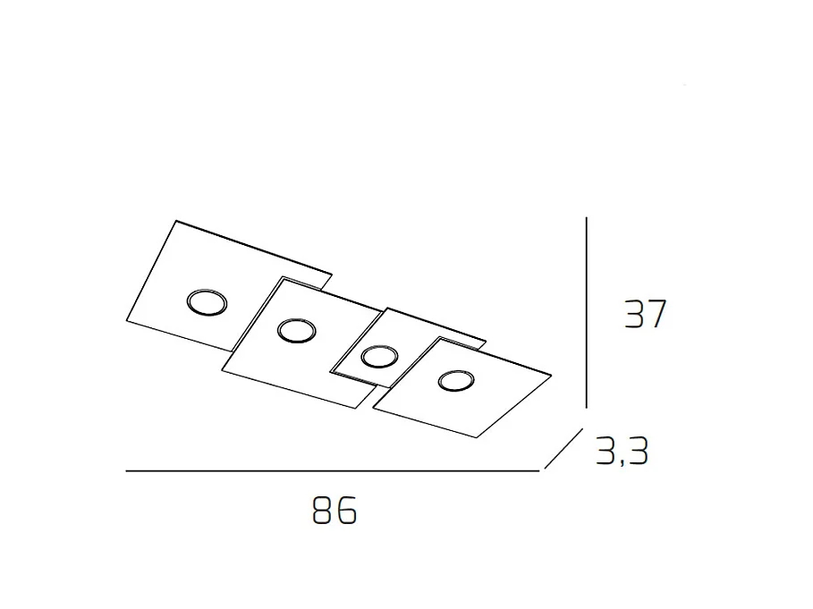 Plafonnier rectangulaire Toplight 4 lumières Plate avec culot GX53, structure couleur sable, design moderne 86x37x3cm