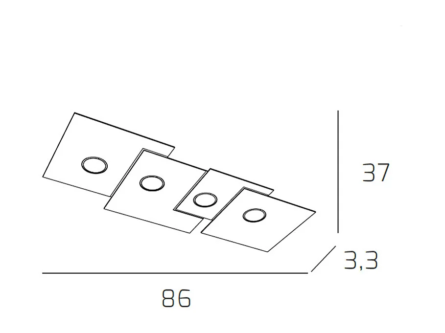 Plafonnier rectangulaire Toplight 4 lumières Plate avec culot GX53, structure couleur sable, design moderne 86x37x3cm