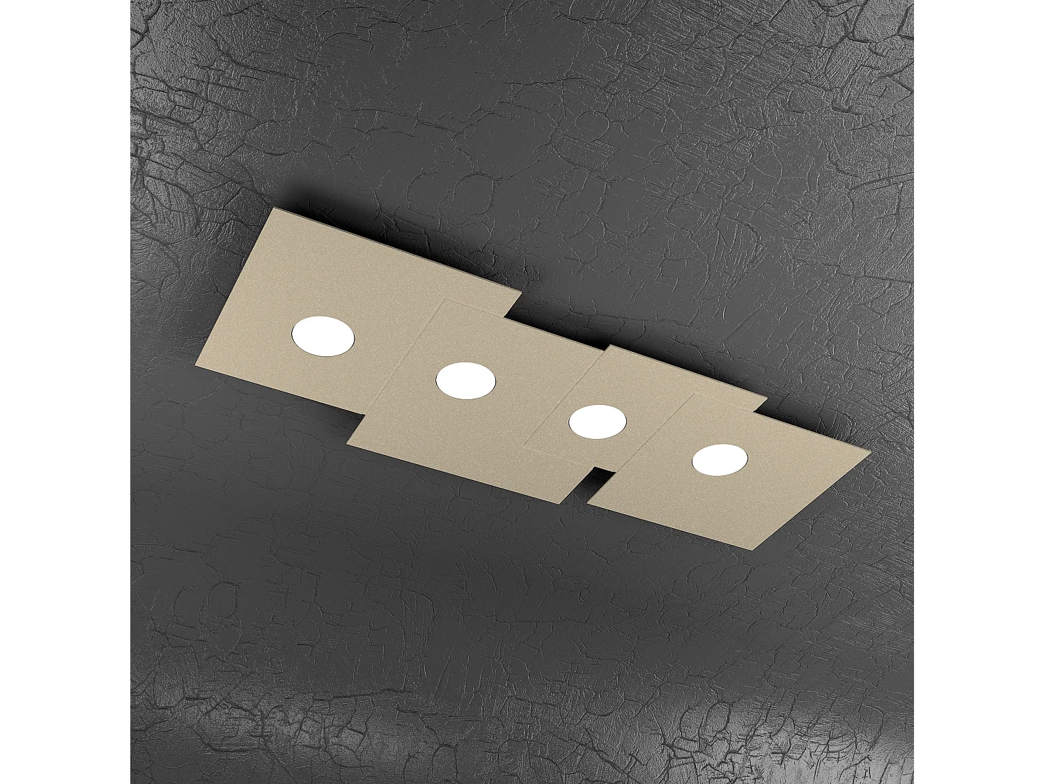 Toplight 4-flammige rechteckige Deckenleuchte Platte mit GX53-Fassung, sandfarbene Struktur, modernes Design 86x37x3cm