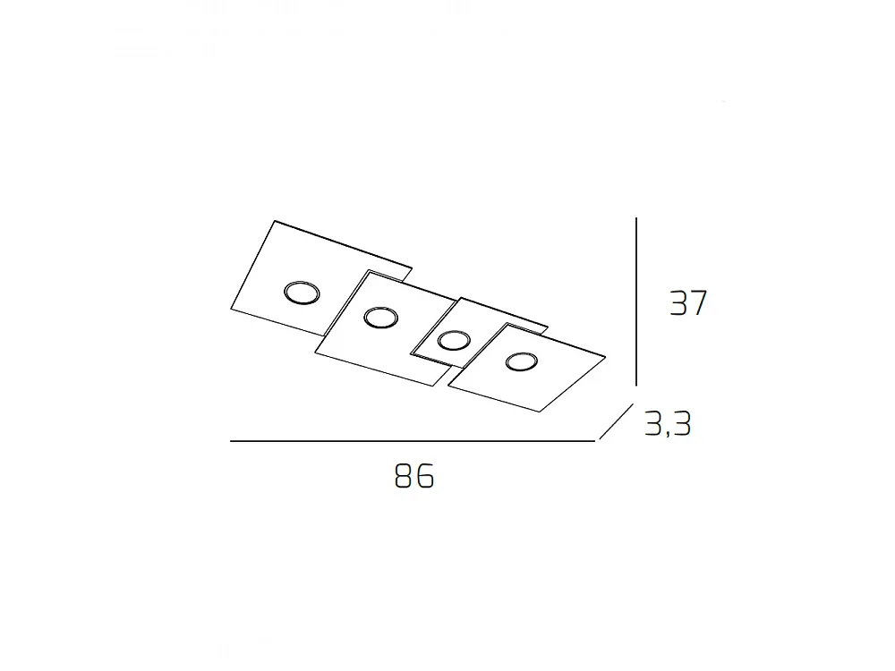Toplight 4-light rectangular ceiling light Plate with GX53 fitting, sand-coloured structure, modern design 86x37x3cm