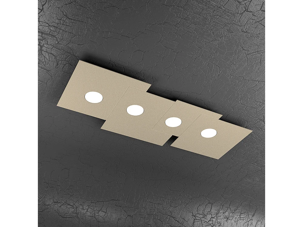 Toplight 4-light rectangular ceiling light Plate with GX53 fitting, sand-coloured structure, modern design 86x37x3cm