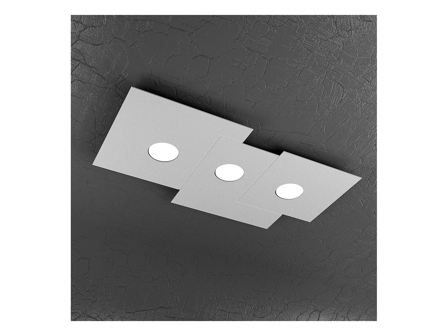 Plafonnier rectangulaire Toplight 3 lumières Plate avec culot GX53, structure grise, design moderne 65x37x3cm