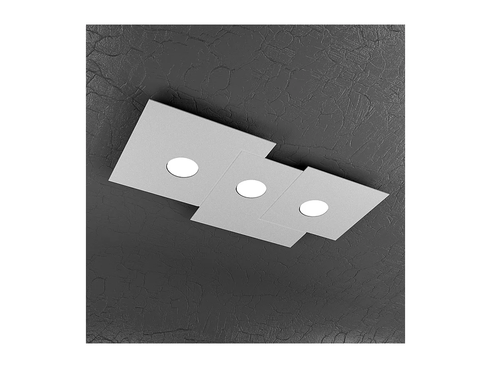 Plafonnier rectangulaire Toplight 3 lumières Plate avec culot GX53, structure grise, design moderne 65x37x3cm