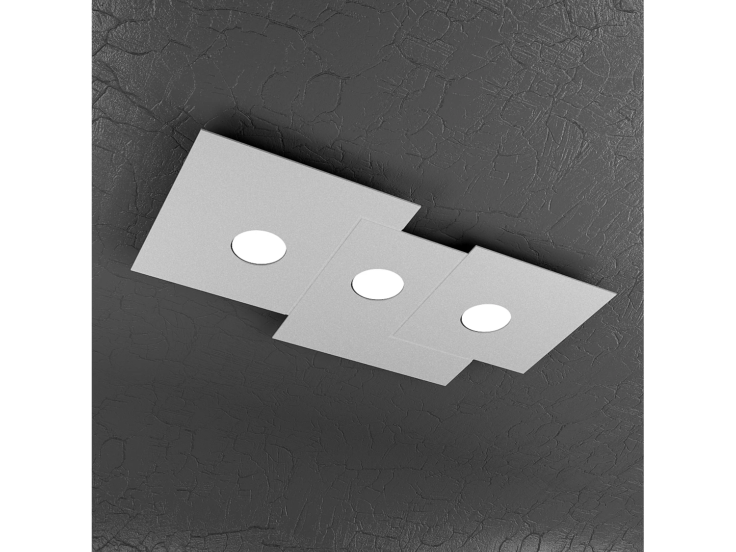 Plafonnier rectangulaire Toplight 3 lumières Plate avec culot GX53, structure grise, design moderne 65x37x3cm